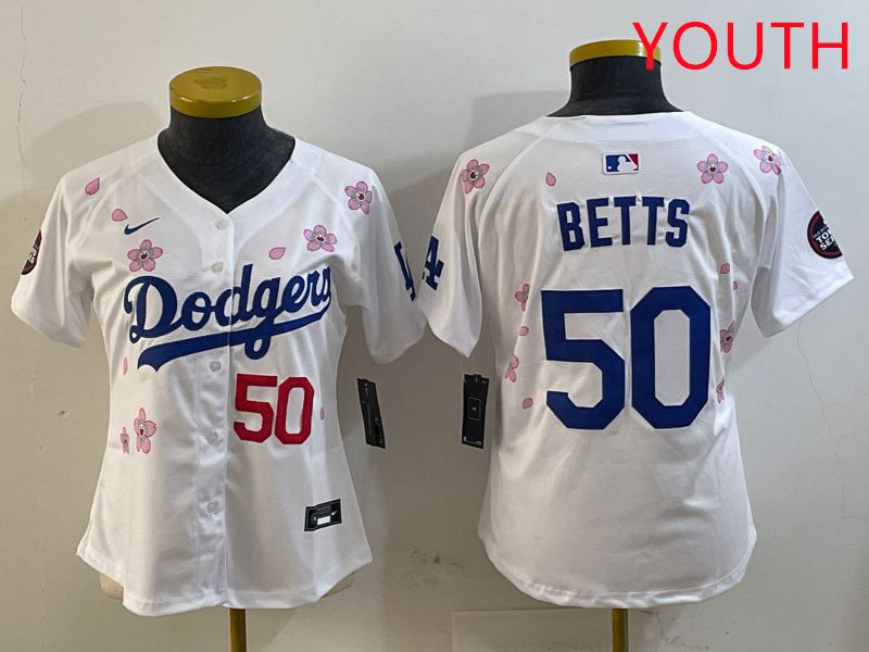 Youth Los Angeles Dodgers #50 Betts Sakura Edition 2025 Nike MLB Jersey style 4->youth mlb jersey->Youth Jersey